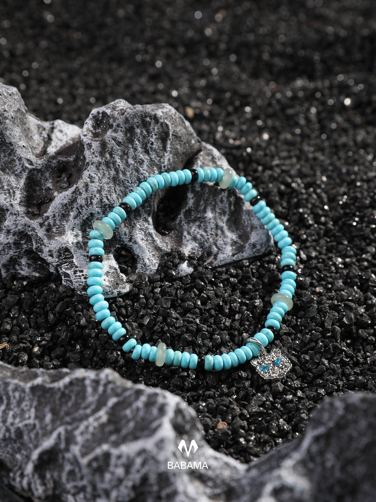 Snow leopard turquoise bracelet
