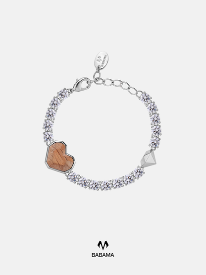 Wooden Heart Zircon Bracelet