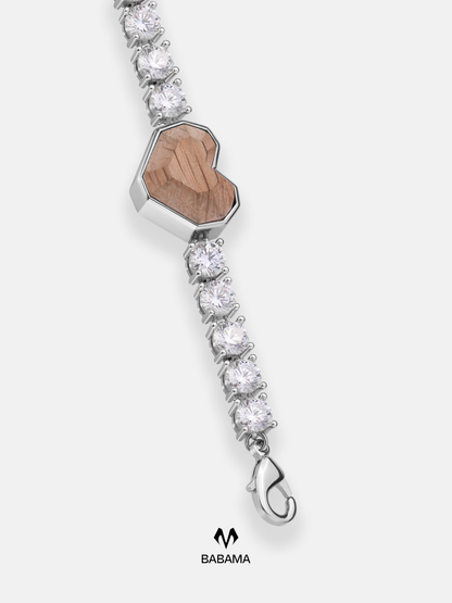 Wooden Heart Zircon Bracelet