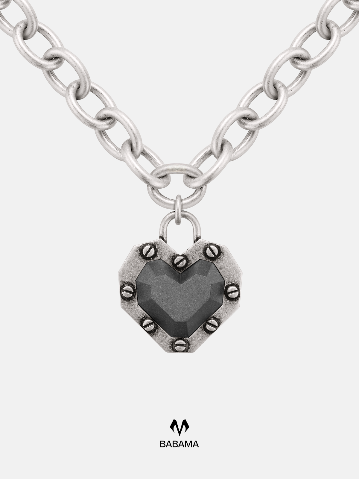 Cement Heart Necklace (Chain Link)