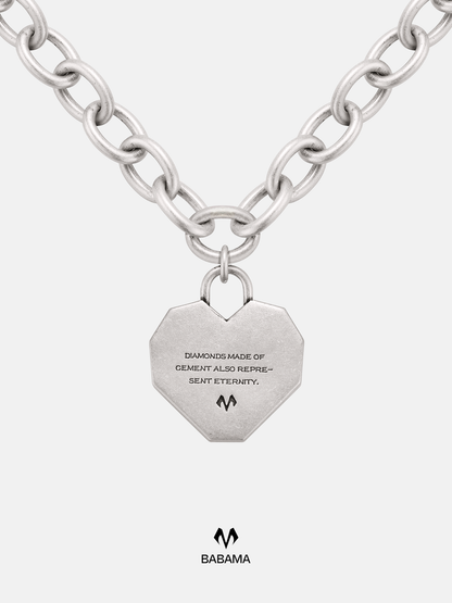 Cement Heart Necklace (Chain Link)